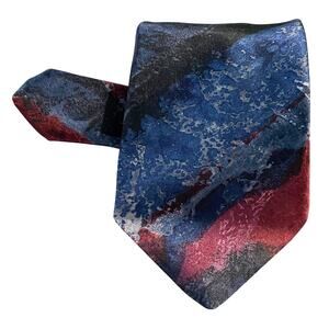 Surrey Neck Tie Abstract USA Maroon Blue Black 61x3.5 Dry Clean Polyester Suit